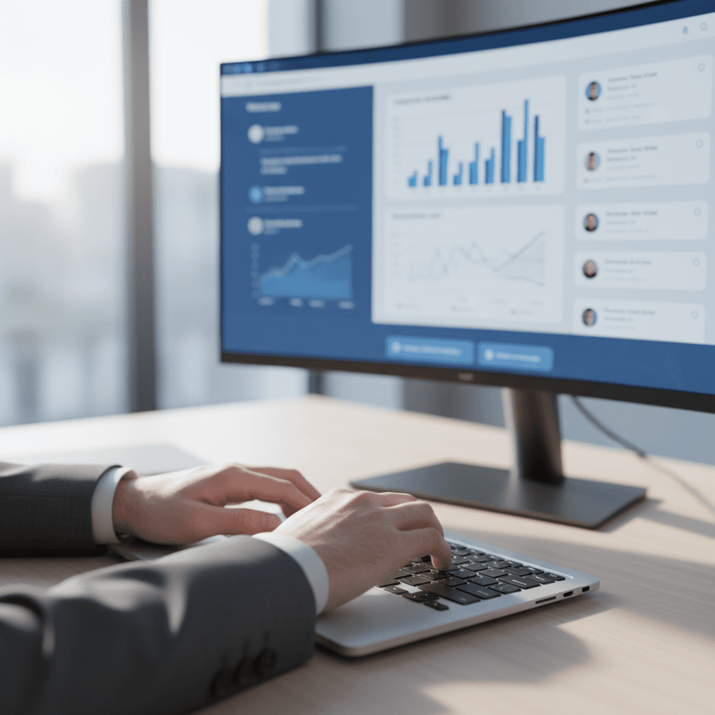 Hands working on CRM and automation setup