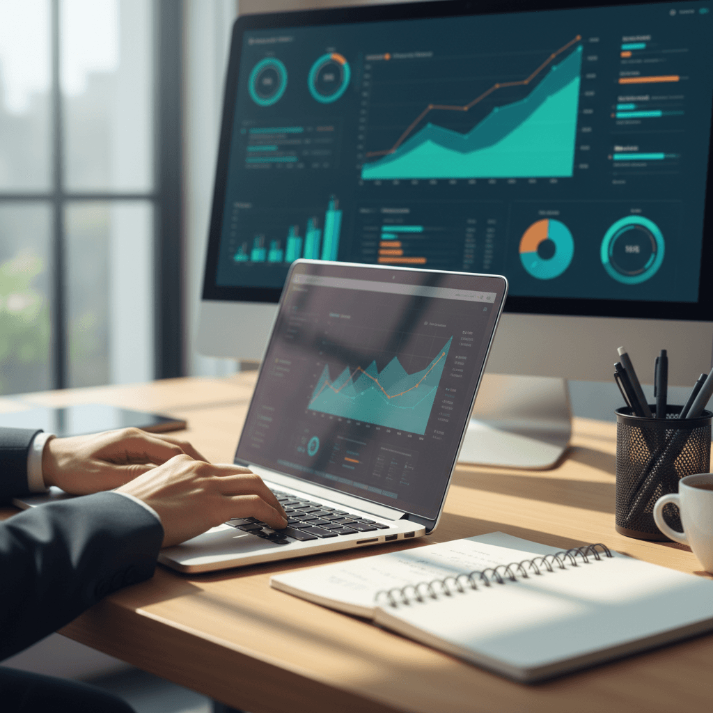 Business owner reviewing automation dashboard