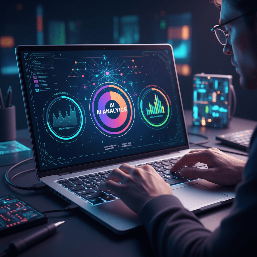 AI automation workflow interface on laptop screen